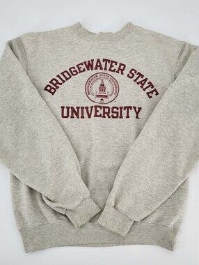 Vintage Champion Bridgewater State University Gray Crewneck Sweatshirt, Size S